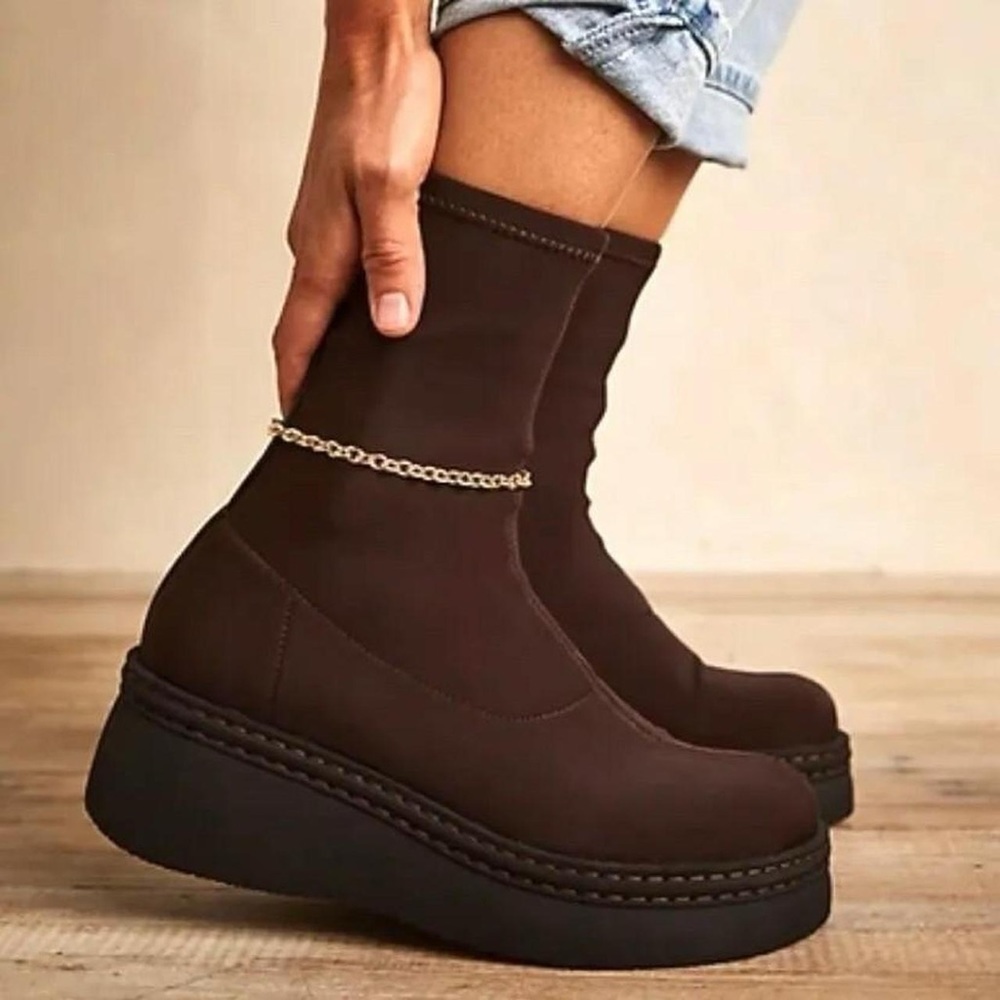 Miista E8 brown neoprene boots -sz 38